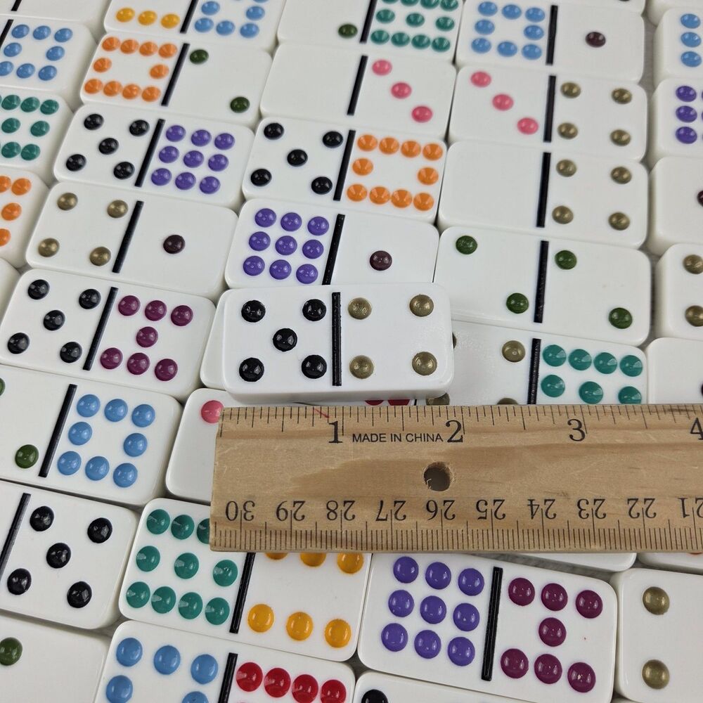 Train Dominoes Set Double 12 Color Dots Game With Train Hub Complete - Picture 14 of 16